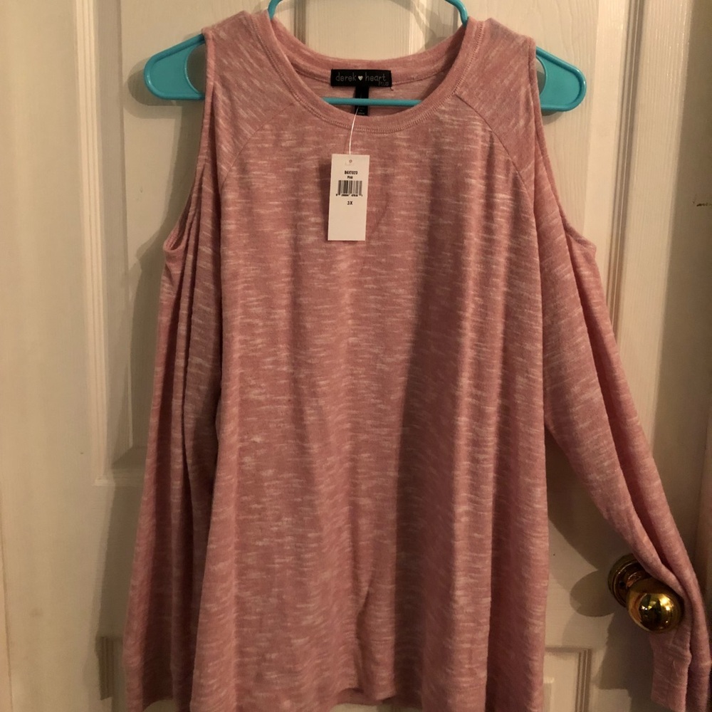 Pink cool shoulder sweater. Brand new